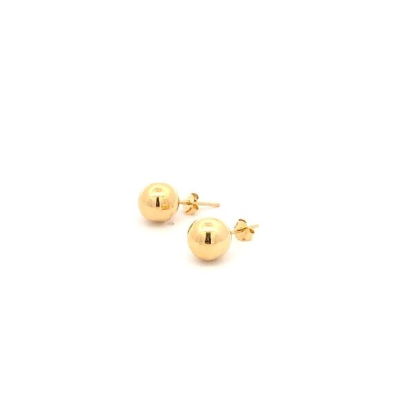 18K Yellow Gold Earrings Stud Ball Polished 1.33 grams - Picture 7 of 7